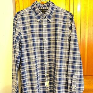 Ralph Lauren Classic Fit Poplin Blue and White Check Shirt NWT